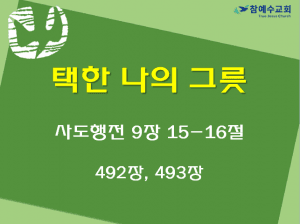 택한 나의 그릇 (행 9:15-16)