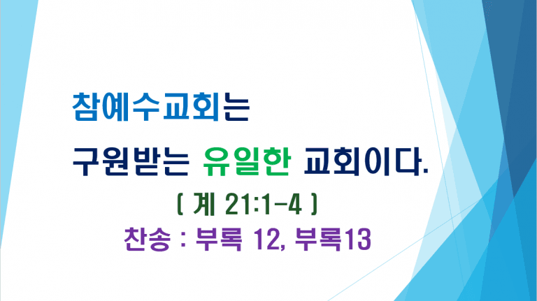 참예수교회는 구원받는 유일한 교회이다