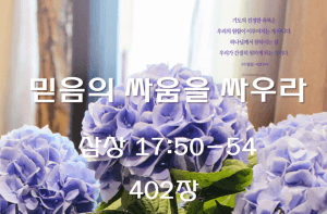 믿음의 싸움을 싸우라 (삼상 17:50-54)