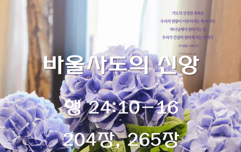 바울사도의 신앙 (행 24:10-16)
