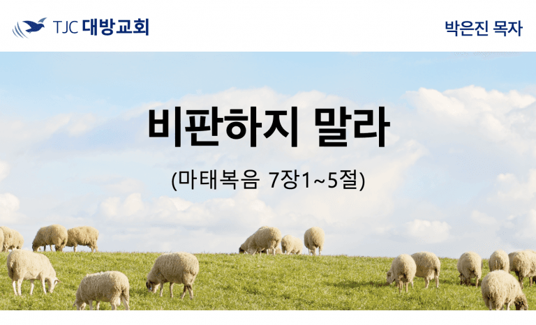 비판하지 말라 (마 7:1-5)
