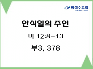 안식일의 주인(마 12:8-13)