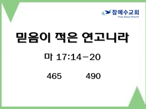 믿음이 적은 연고니라 (마 17:14-20)