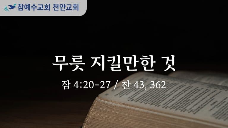 무릇 지킬만한 것 (잠 4:20-27)