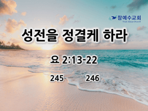 성전을 정결케 하라 (요 2:13-22)