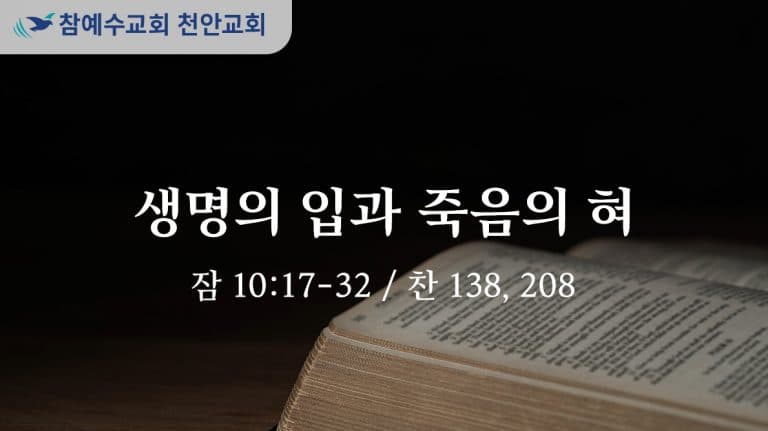 생명의 입과 죽음의 혀 (잠 10:17-32)