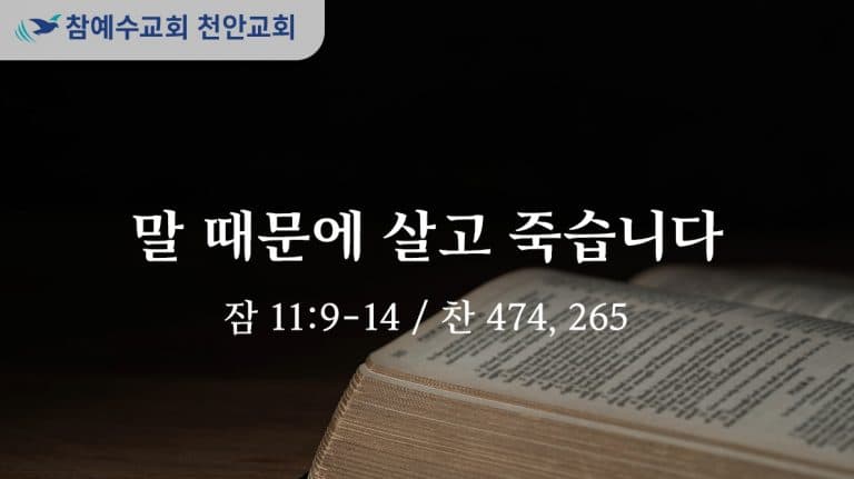 말 때문에 살고 죽습니다 (잠 11:9-14)