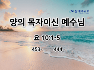 양의 목자이신 예수님 (요 10:1-5)