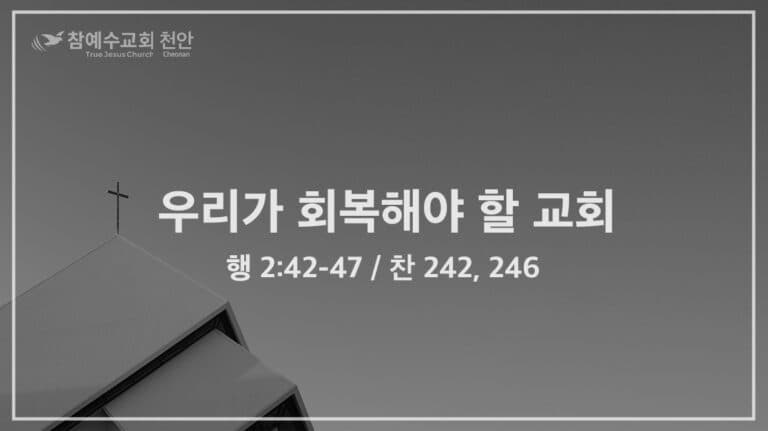 우리가 회복해야 할 교회 (행 2:42-47)