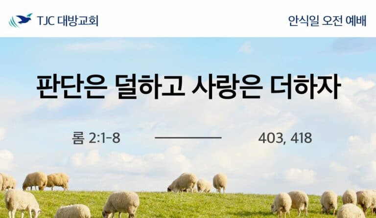 판단은 덜하고 사랑은 더하자 (롬2:1-8)